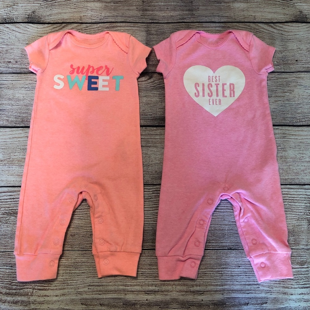 (20% OFF 4+) A36 Carter’s infant girls rompers; 3M